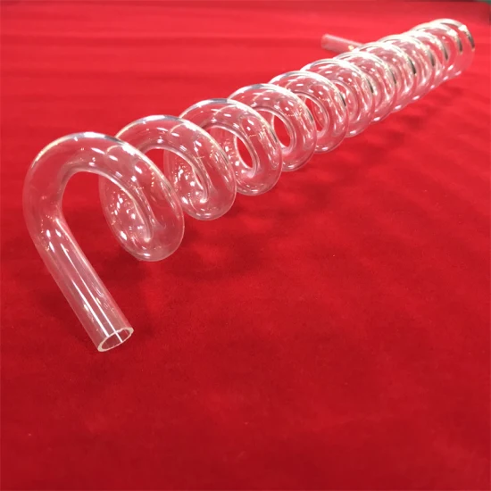 Kundenspezifisches korrosionsbeständiges klares Quarzglas-Spiralrohr. Quarzglas-Heizspiralrohr